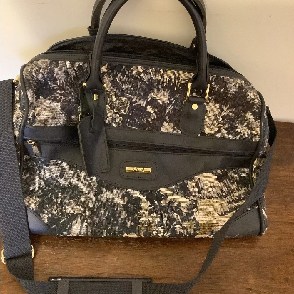 Elegant Black and Gray Tapestry Men's Bag